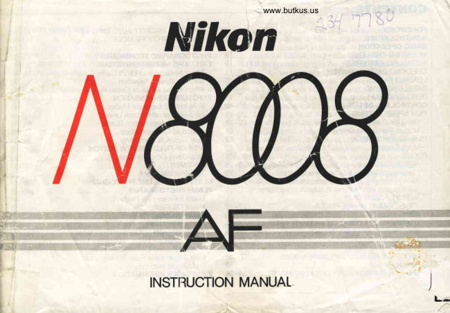 Nikon N8008 AF / 8008s manual cover