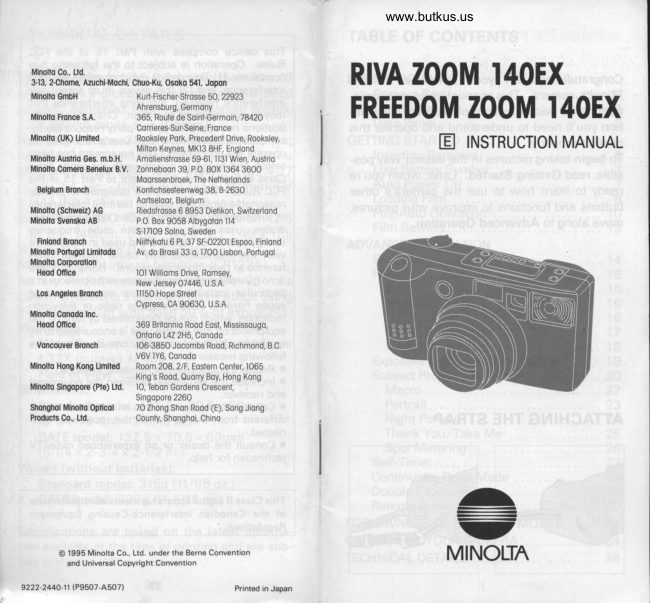 MINOLTA RIVA ZOOM 140EX / FREEDOM ZOOM 140EX manual cover