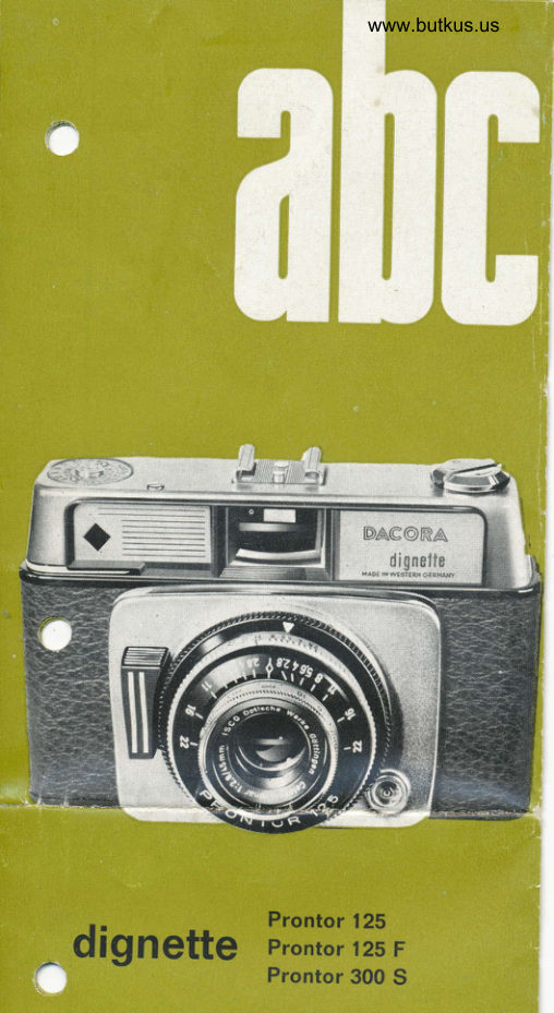 DACOR Dignette Prontor 125 DACOR Dignette Prontor 125F DACOR Dignette Prontor 300S manual cover