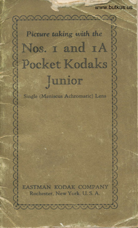 Kodak Pocket Junior 1 and 1A - single page scan, greyscale manual cover