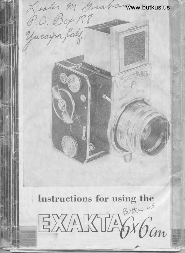 Exakta 6x6 vertical shutter manual cover
