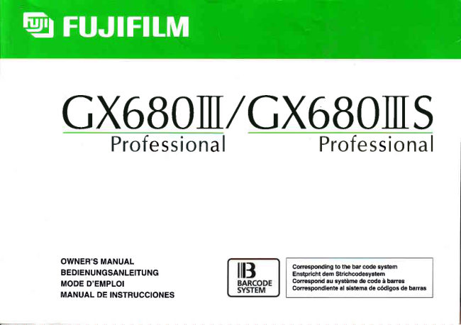 Fujifilm GX680III manual cover