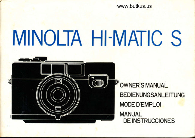 Minolta Hi-matic S manual cover