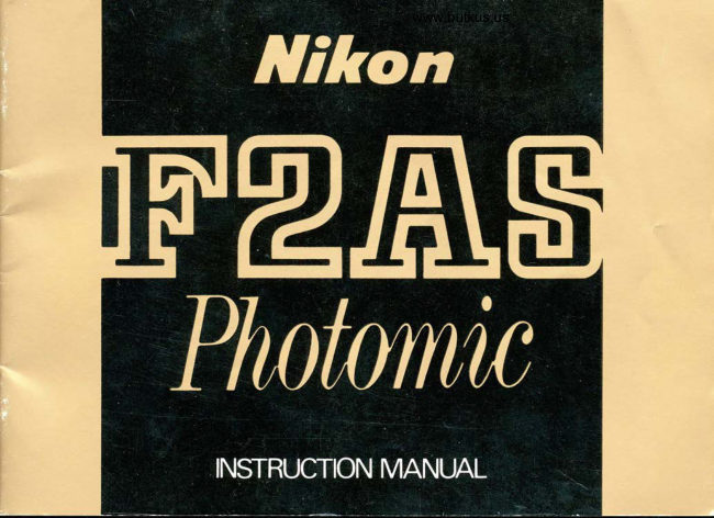Nikon F2AS Photomic manual cover