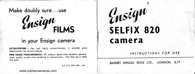 Ensign Selfix 820 manual cover