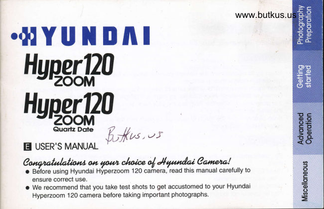 Hyundai Hyper 120 Zoom and Date manual cover