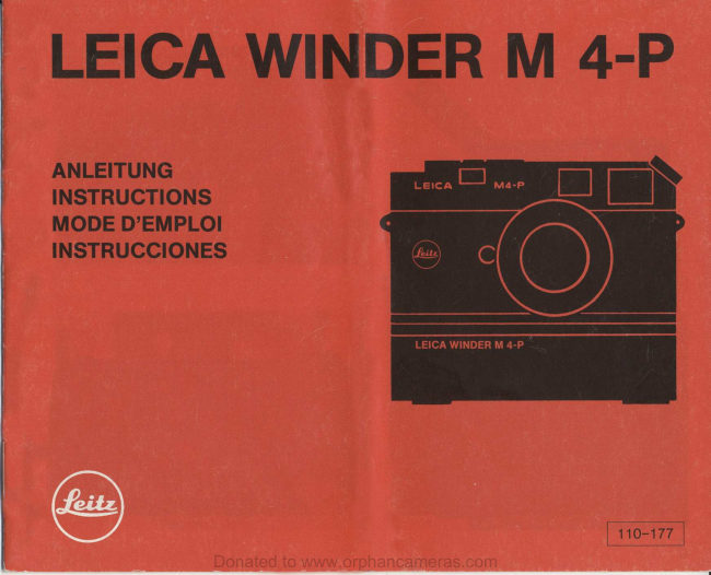 Leica M4 - p manual cover
