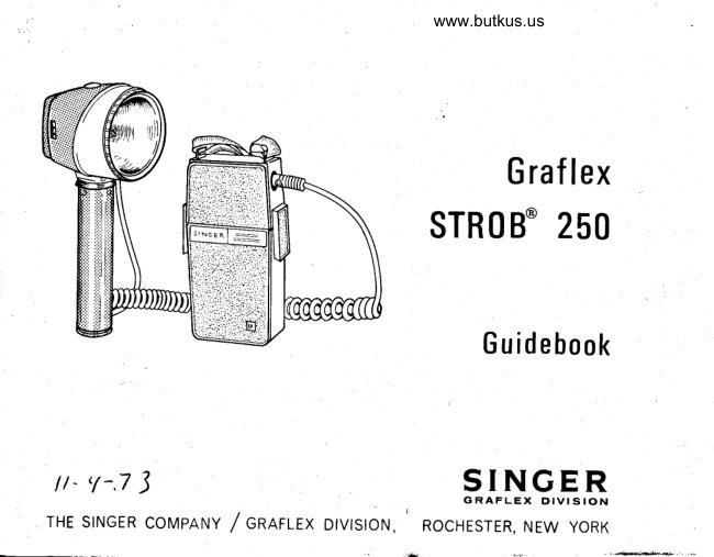 Singer Graflex STROB 250 manual cover