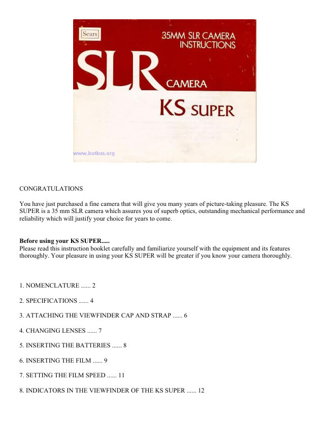 Sears KS Super manual cover