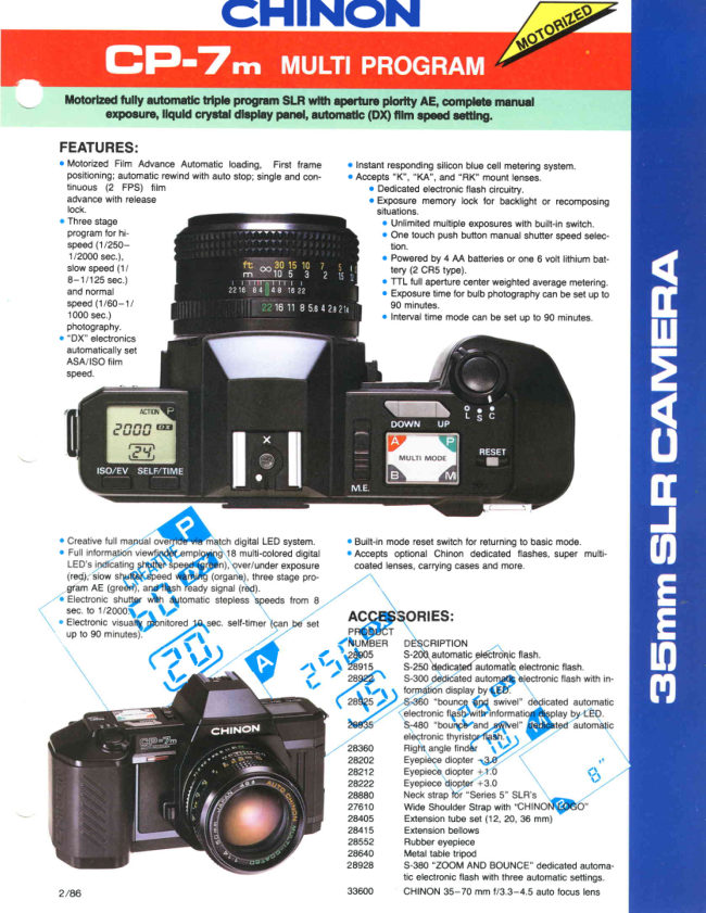 Chinon CP-7m Multi-Program manual cover