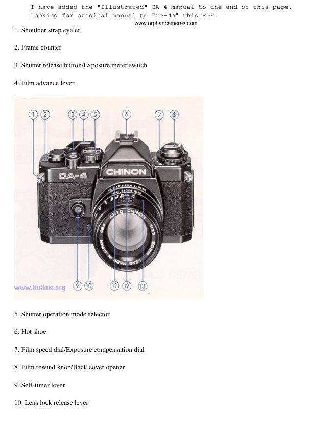 Chinon CA-4 manual cover