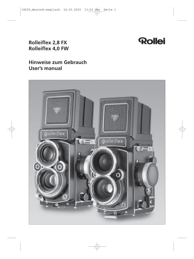 Rolleiflex 2.8FX manual cover