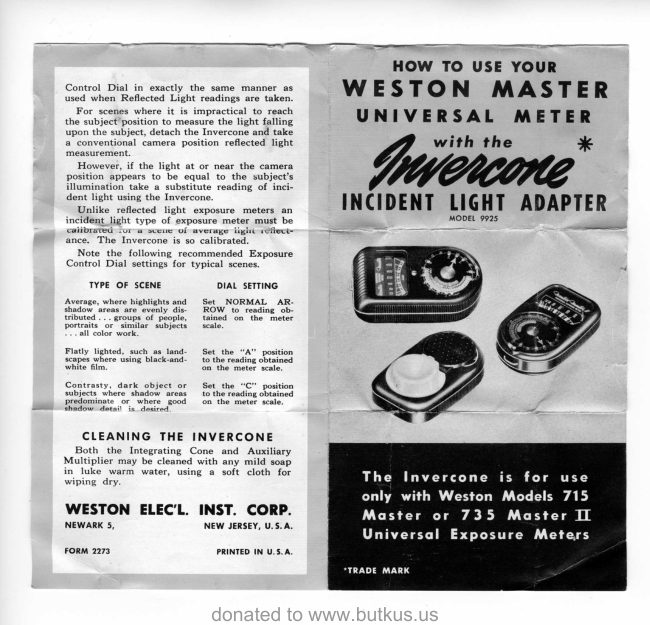 Weston Master Invercone manual cover