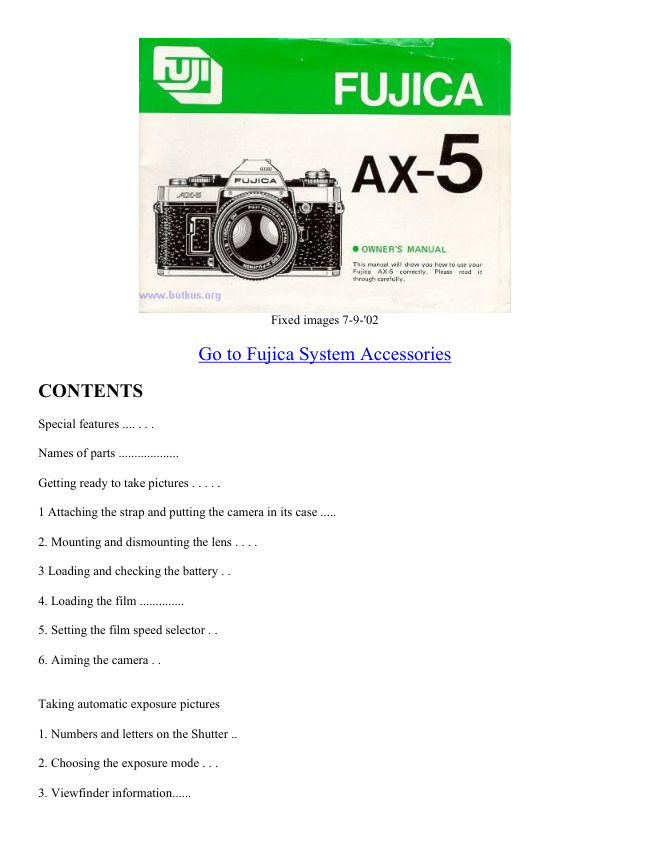 Fujica AX-5 manual cover