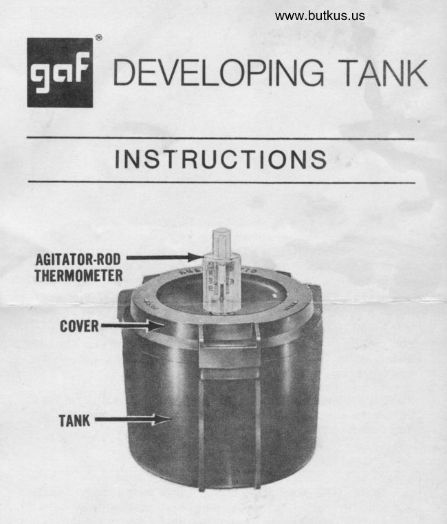 GAF Film Developing Tank manual cover