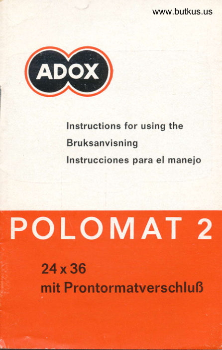 ADOX POLOMAT 2 manual cover