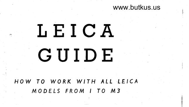 Leica GuideLeica Models I to IIIGLeica M2 and M3 manual cover