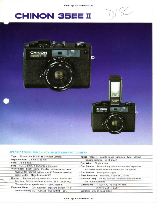 CHINON 35EE II manual cover