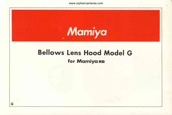 Mamiya RB Bellows Lens Hood Model G manual cover
