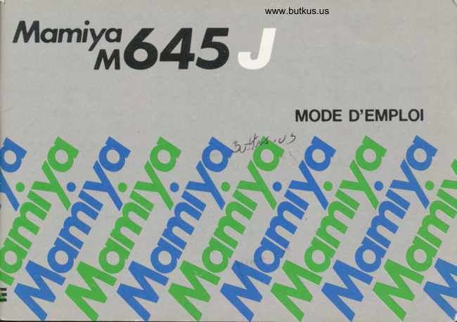 MAMIYA M645J manual cover