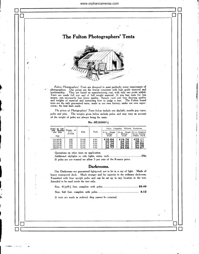Sears Photographer tents manual cover