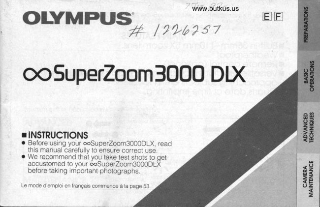 Olympus Infinity Superzoom 3000 DLX manual cover