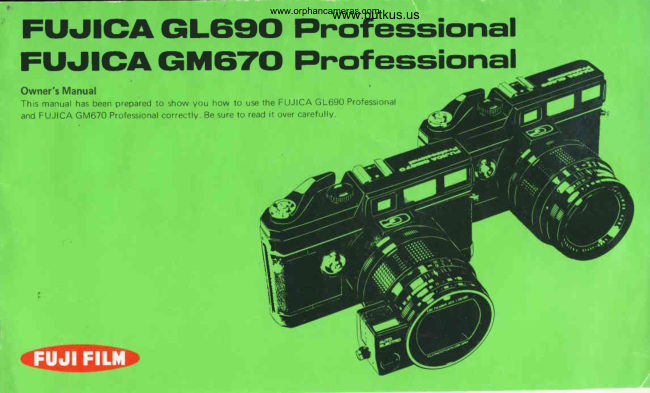 Fujica Fujifilm GL690 / GM670DF manual cover