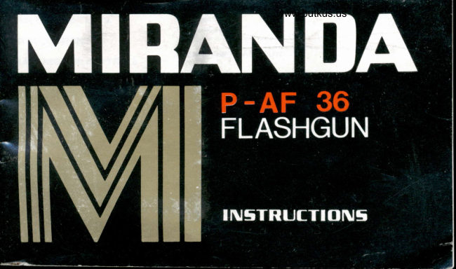 Miranda P - AF 36 flash manual cover