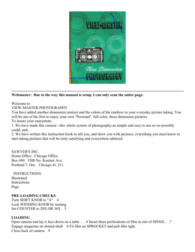 View-Master manual cover