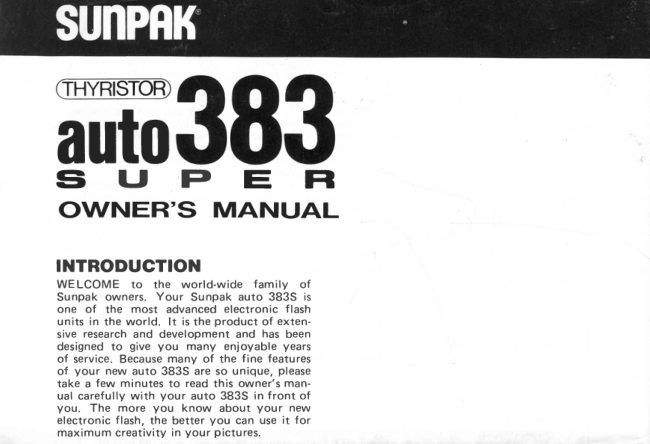Sunpak Auto 383 Super manual cover