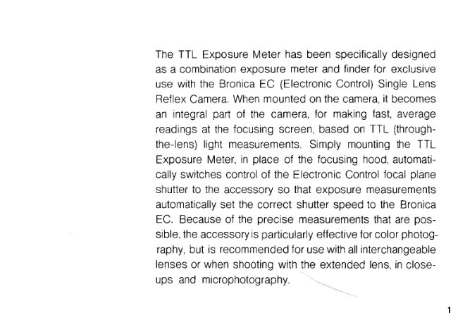 Bronica EC-TL meter manual cover