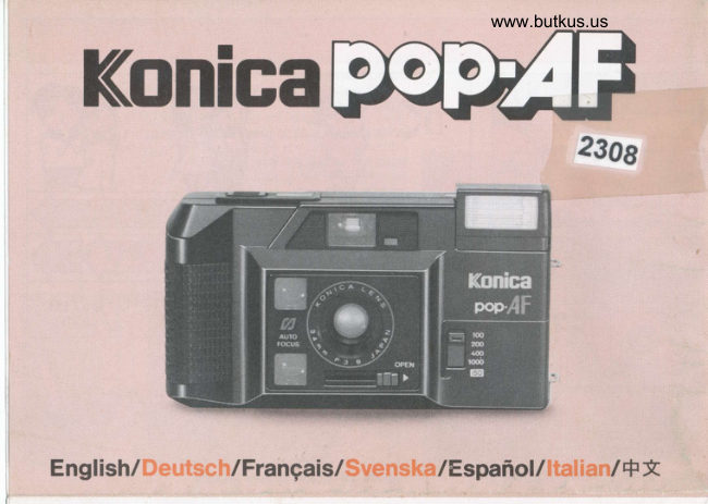 Konica Pop-AF manual cover