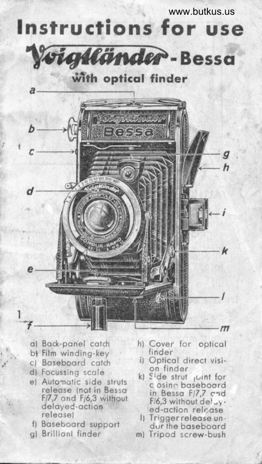 Voigtlander Bessa w/optical finder one page per scan manual cover