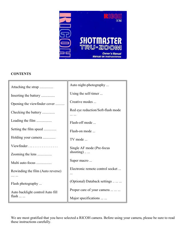 Ricoh Shotmaster Tru-zoom manual cover