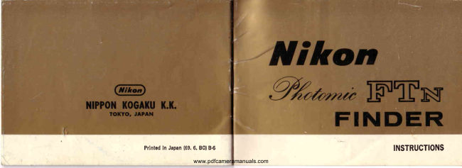 NIKON FTN FINDER manual cover