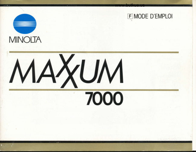 MINOLTA MAXXUM 7000 Pt. 1 manual cover