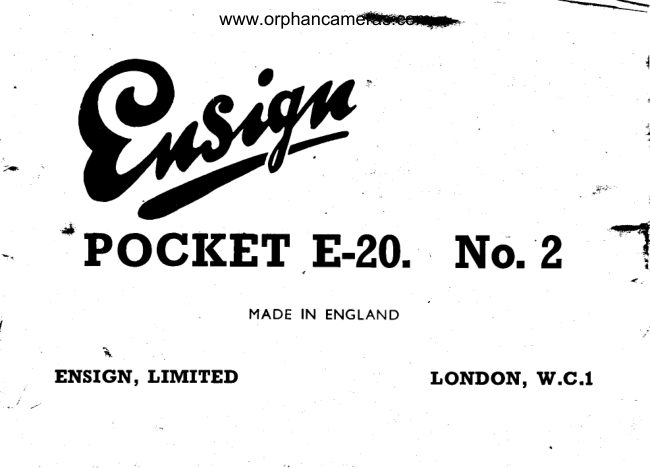 Ensign Pocket E-20 manual cover