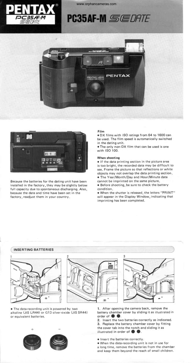 Pentax PC35AF-M SE Date manual cover