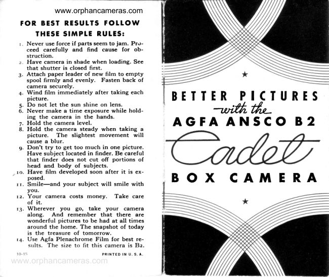 Agfa Ansco B2 manual cover