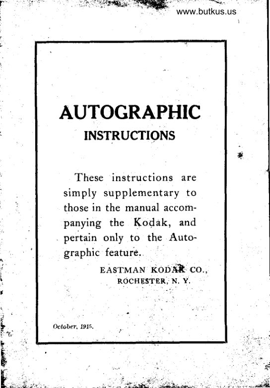 Kodak Autographic manual cover