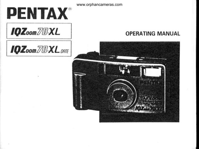 Pentax IQZoom 70XL / IQZoom 70XL date manual cover