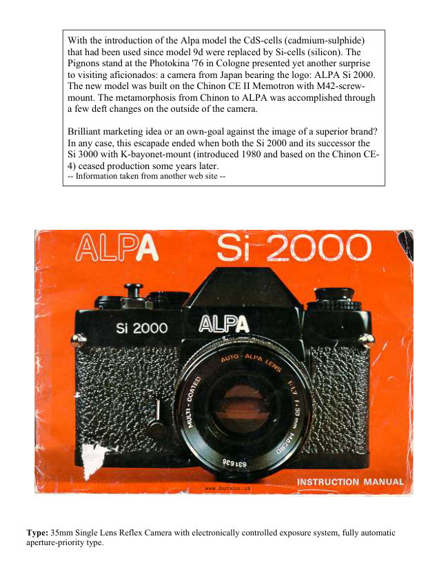 Alpa Si 2000 / Alpa Si 3000 manual cover