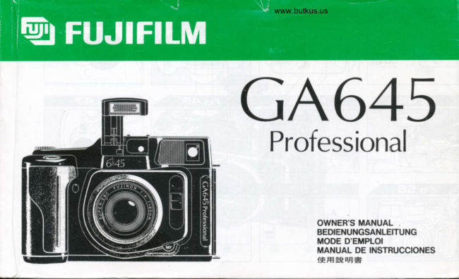 Fujifilm GA645 Professional manual cover
