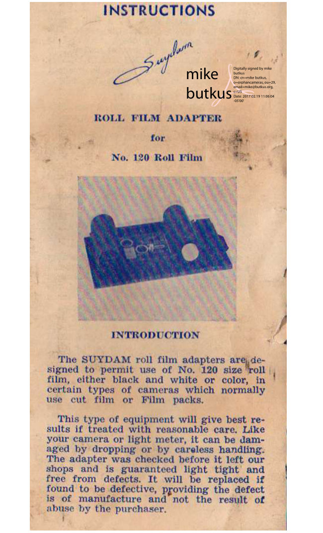 Sundam Roll Film 120 manual cover