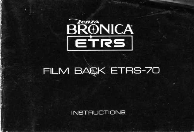 Bronica ERTS 70mm back manual cover