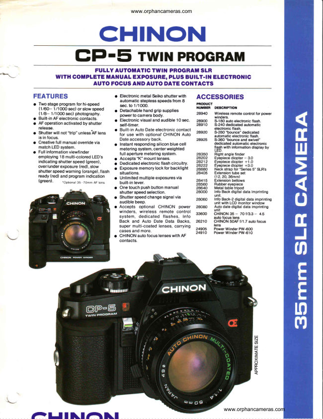 Chinon CP-5 Twin Program manual cover