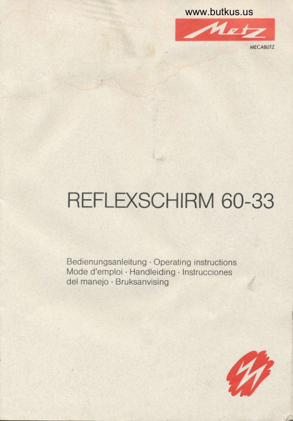 Metz Reflexschirm 60-3 Metz 45 CT / CL flash diffuser 60-3 manual cover