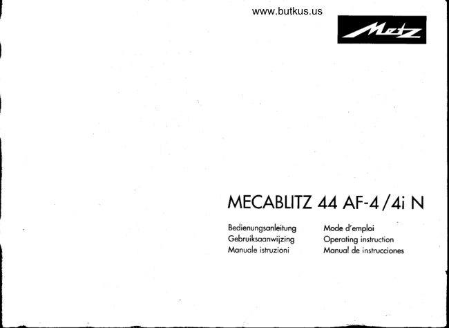 Metz 44 / 44-AF / 4i N manual cover