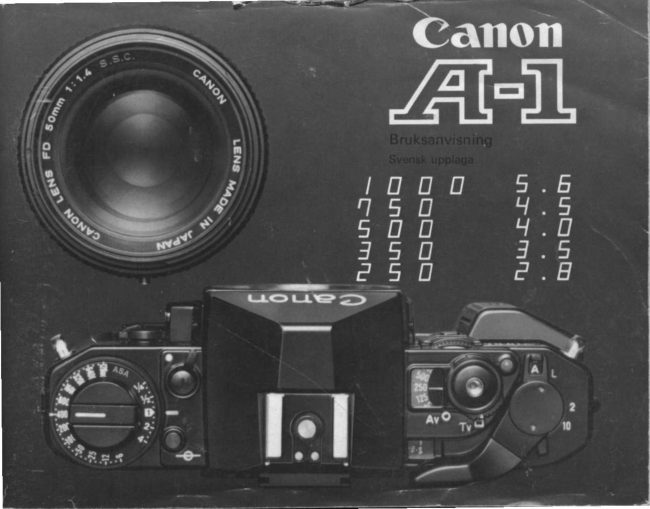 Canon A-1 Brugsanvisning manual cover