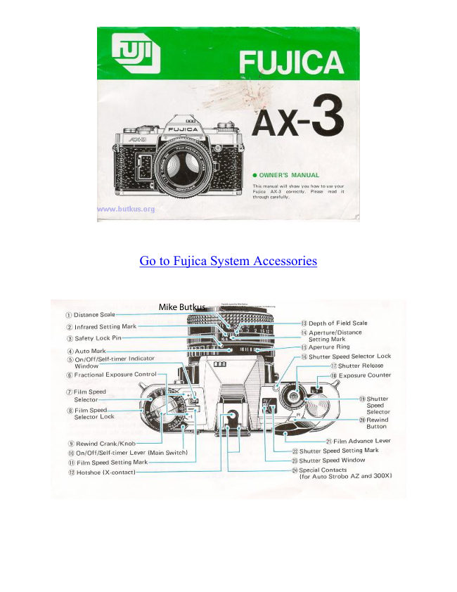 Fujica AX-3 manual cover
